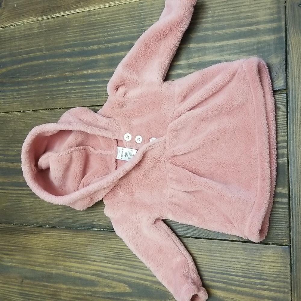 Carter's Pink Fleece Hooded Pullover Sweater 6 Month